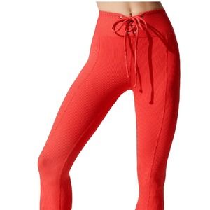 YEAR OF OURS red ribbed lace-up leggings